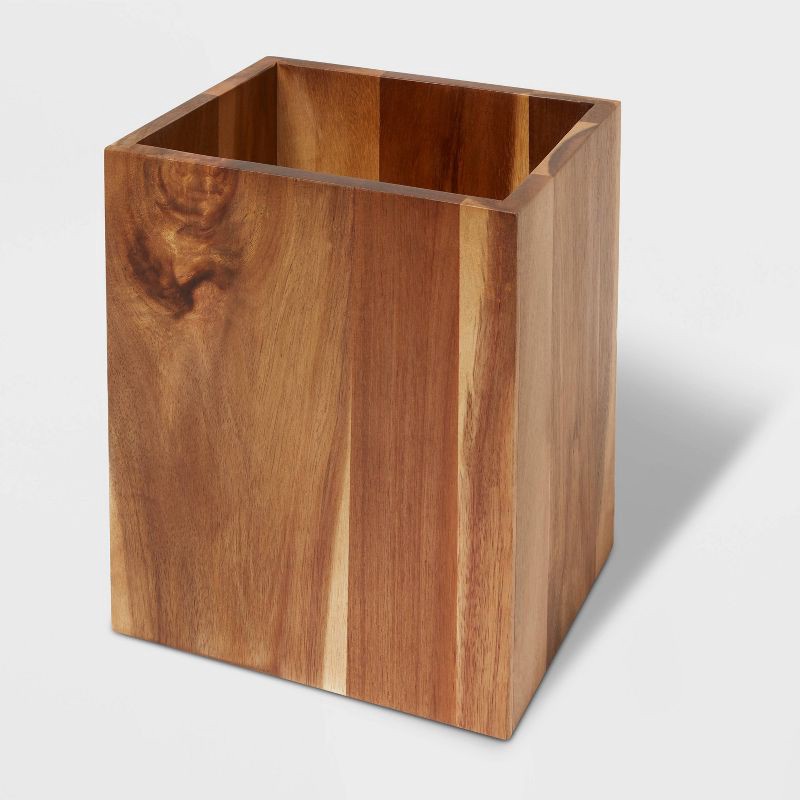 slide 3 of 4, Wastebasket Medium Acacia Natural - Threshold™: Elegant Wood Design for Bathroom Decor, 4.3L Capacity, 4.3 liter