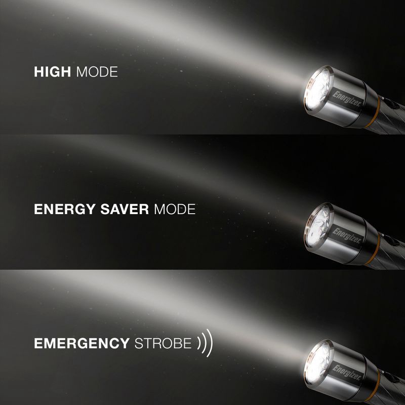 slide 4 of 8, Energizer Vision HD 6AA Performance Metal LED FlashLight: 1300 Lumen, Water & Impact-Resistant, 19 Hr Run Time, 1 ct