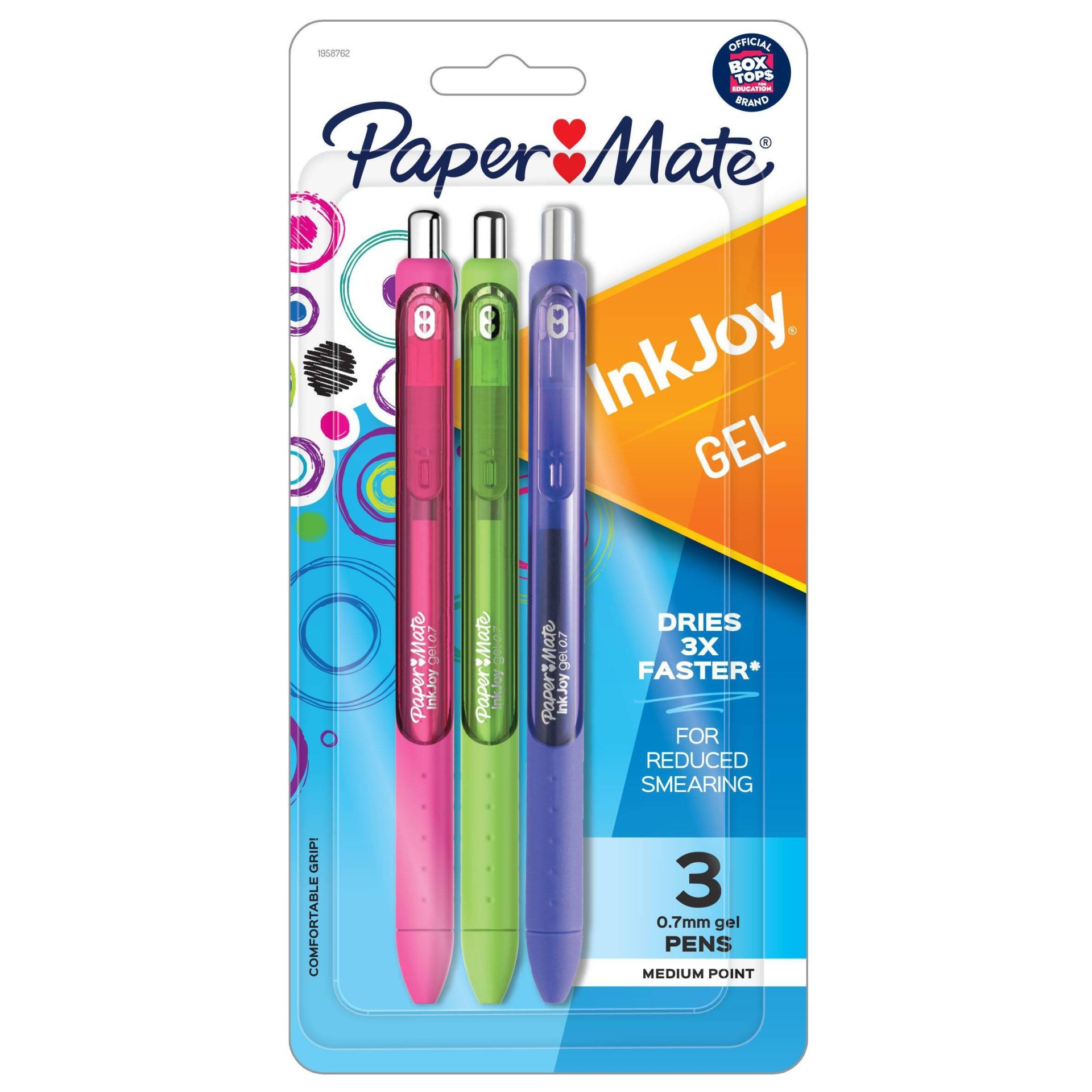 slide 1 of 5, Paper Mate Ink Joy 3pk Gel Pens 0.7mm Medium Tip Multicolored, 3 ct