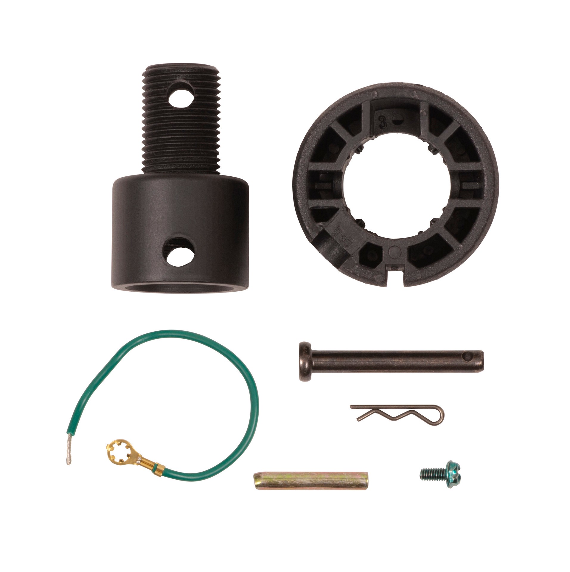 slide 2 of 4, Harbor Breeze Conversion Kit Universal 3-in Black Zinc Indoor Slope Ceiling Compatible Ceiling Fan Downrod adapter Downrod coupler, 1 ct