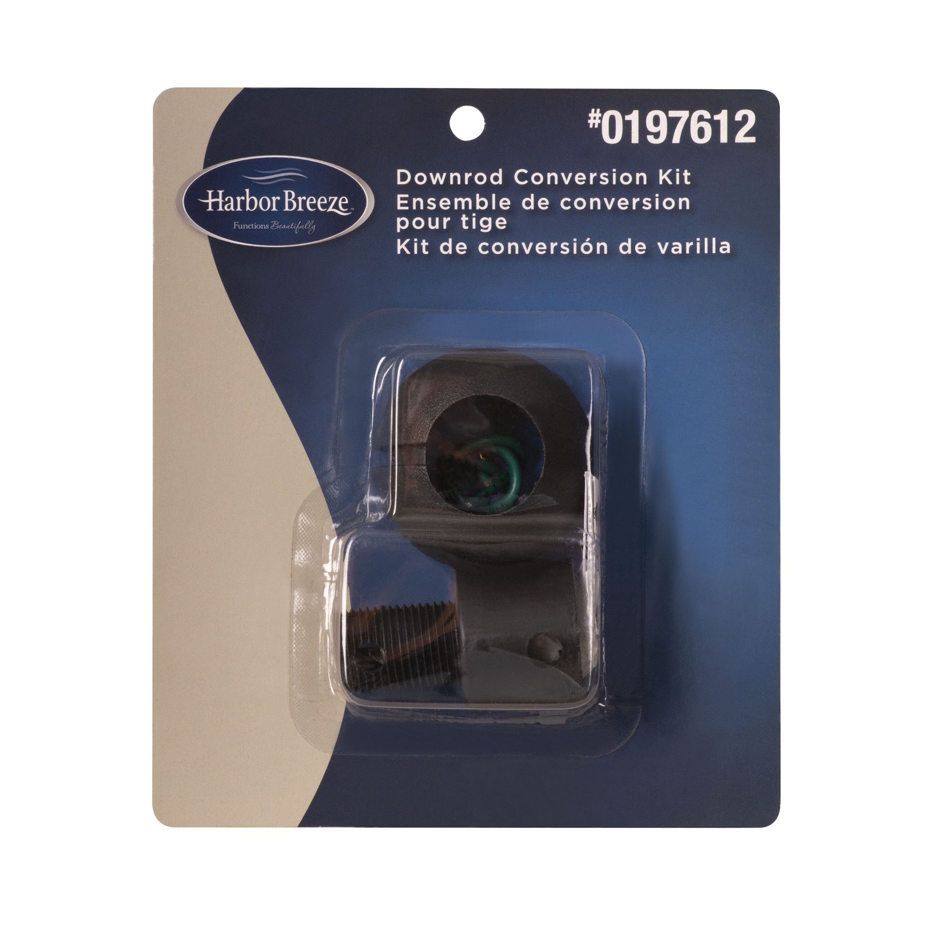 slide 4 of 4, Harbor Breeze Conversion Kit Universal 3-in Black Zinc Indoor Slope Ceiling Compatible Ceiling Fan Downrod adapter Downrod coupler, 1 ct