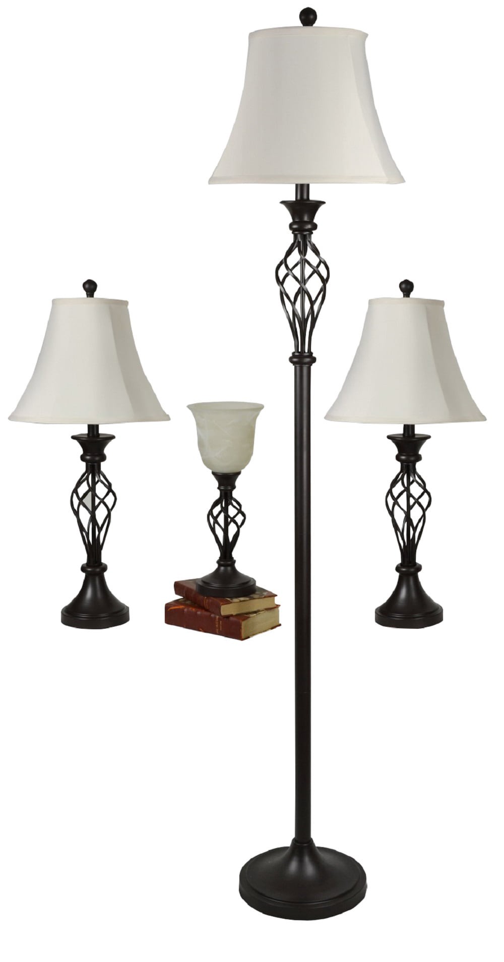 slide 5 of 6, allen + roth Clairiby Transitional Medium base (E-26) Lamp Set with Off-white Shades, 1 ct