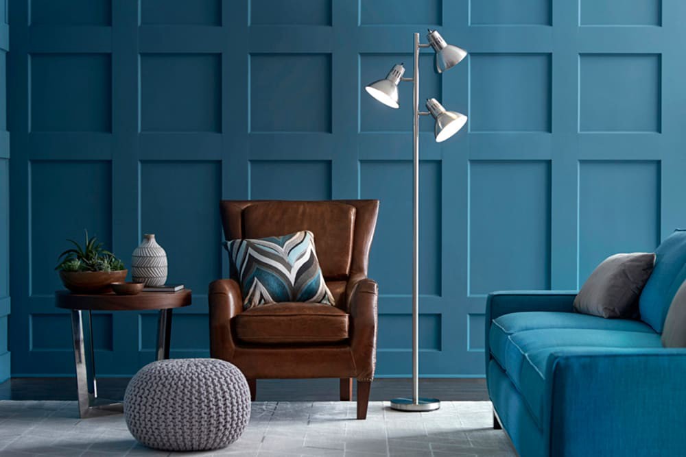 slide 6 of 6, allen + roth Embleton 68-in Brushed nickel Multi-head Floor Lamp with Metal Shade, 1 ct