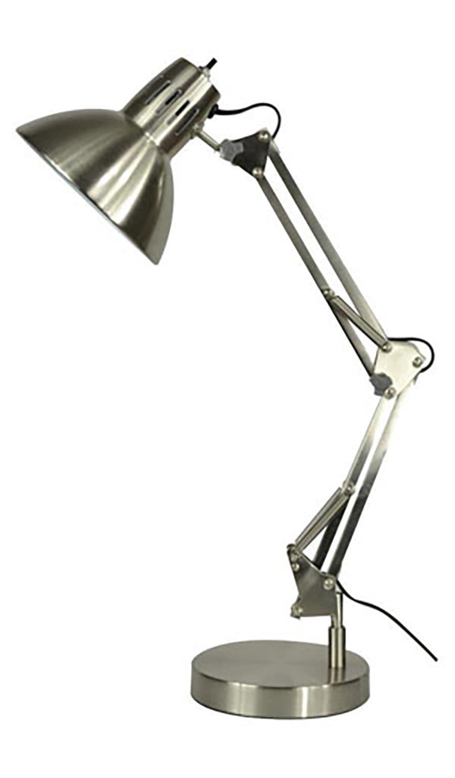 slide 3 of 6, allen + roth Embleton 26-in Adjustable Brushed nickel Standard Desk Lamp with Metal Shade, 1 ct