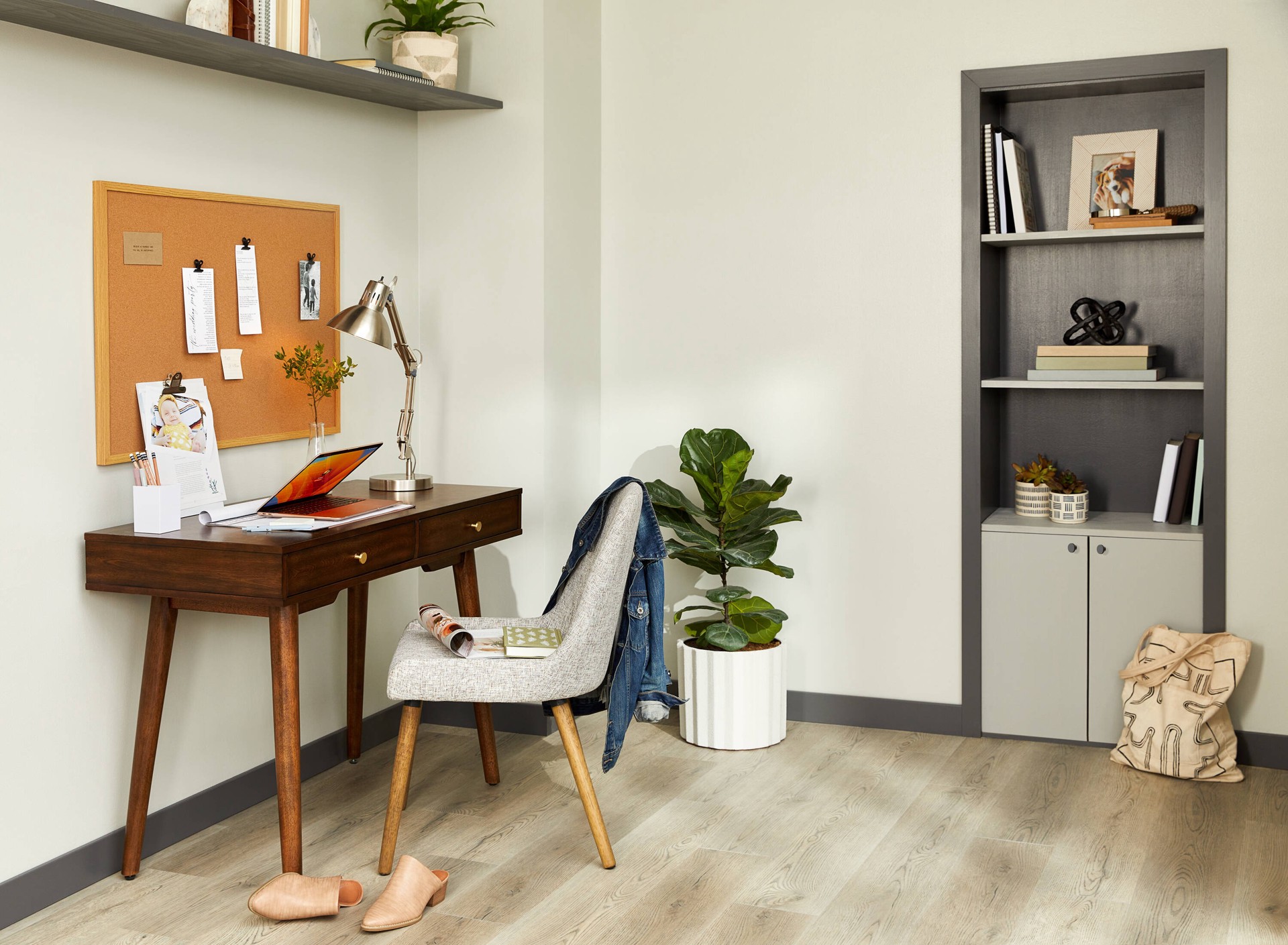 slide 6 of 6, allen + roth Embleton 26-in Adjustable Brushed nickel Standard Desk Lamp with Metal Shade, 1 ct