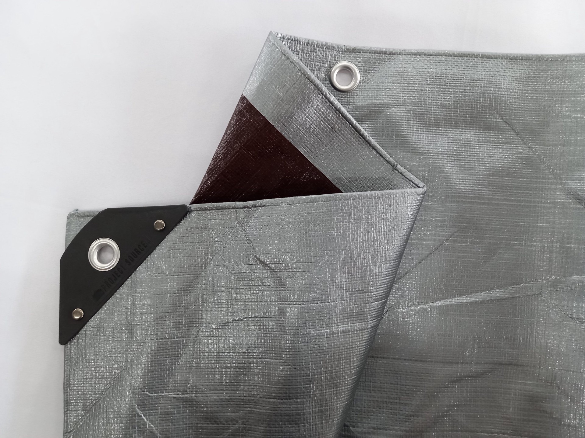 slide 4 of 6, Project Source 20-ft x 30-ft Silver Waterproof Standard Polyethylene 10-mil Tarp, 1 ct