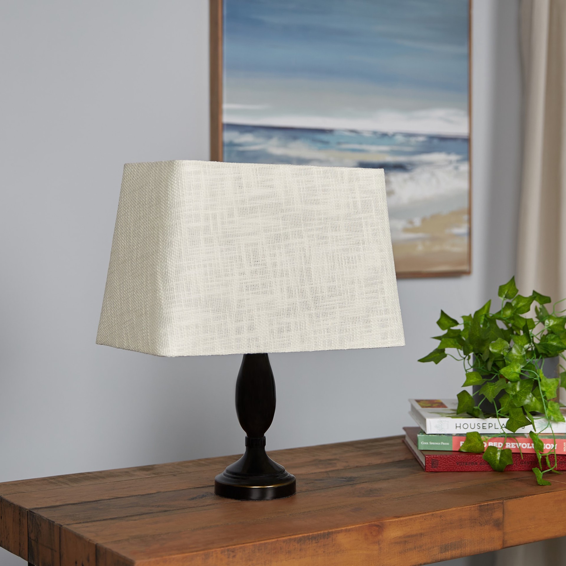 slide 2 of 5, allen + roth 13.25-in Aged Bronze Plug-In Metal Lamp Base, 1 ct