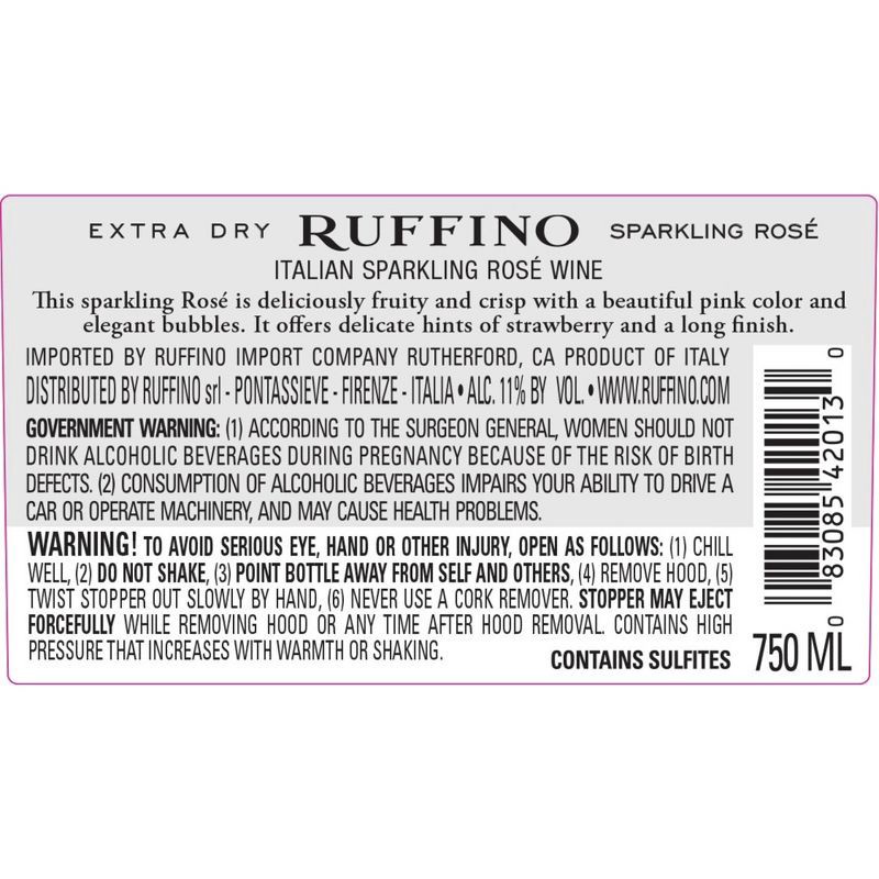 slide 12 of 12, Ruffino Lumina Prosecco DOC Italian Rose Sparkling Wine - 750ml Bottle, 750 ml