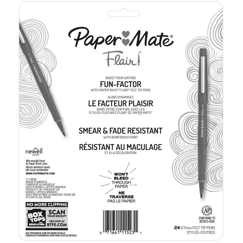 slide 7 of 7, Paper Mate Flair 24pk Felt Pens 0.7mm Medium Tip Multicolored, 24 ct