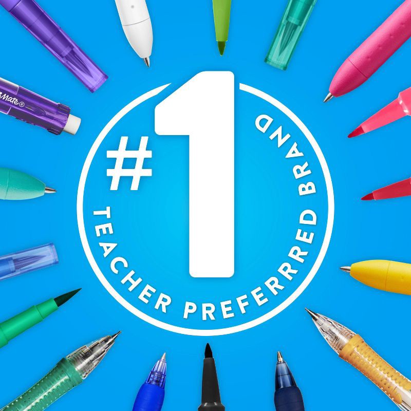 slide 7 of 8, Paper Mate Flair 24pk Felt Pens 0.7mm Medium Tip Multicolored: Art Stationery, Durable Quick Drying, Pocket Clip, 24 ct