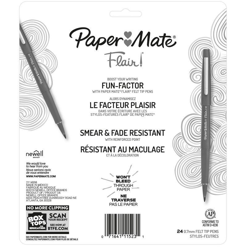 slide 8 of 8, Paper Mate Flair 24pk Felt Pens 0.7mm Medium Tip Multicolored, 24 ct