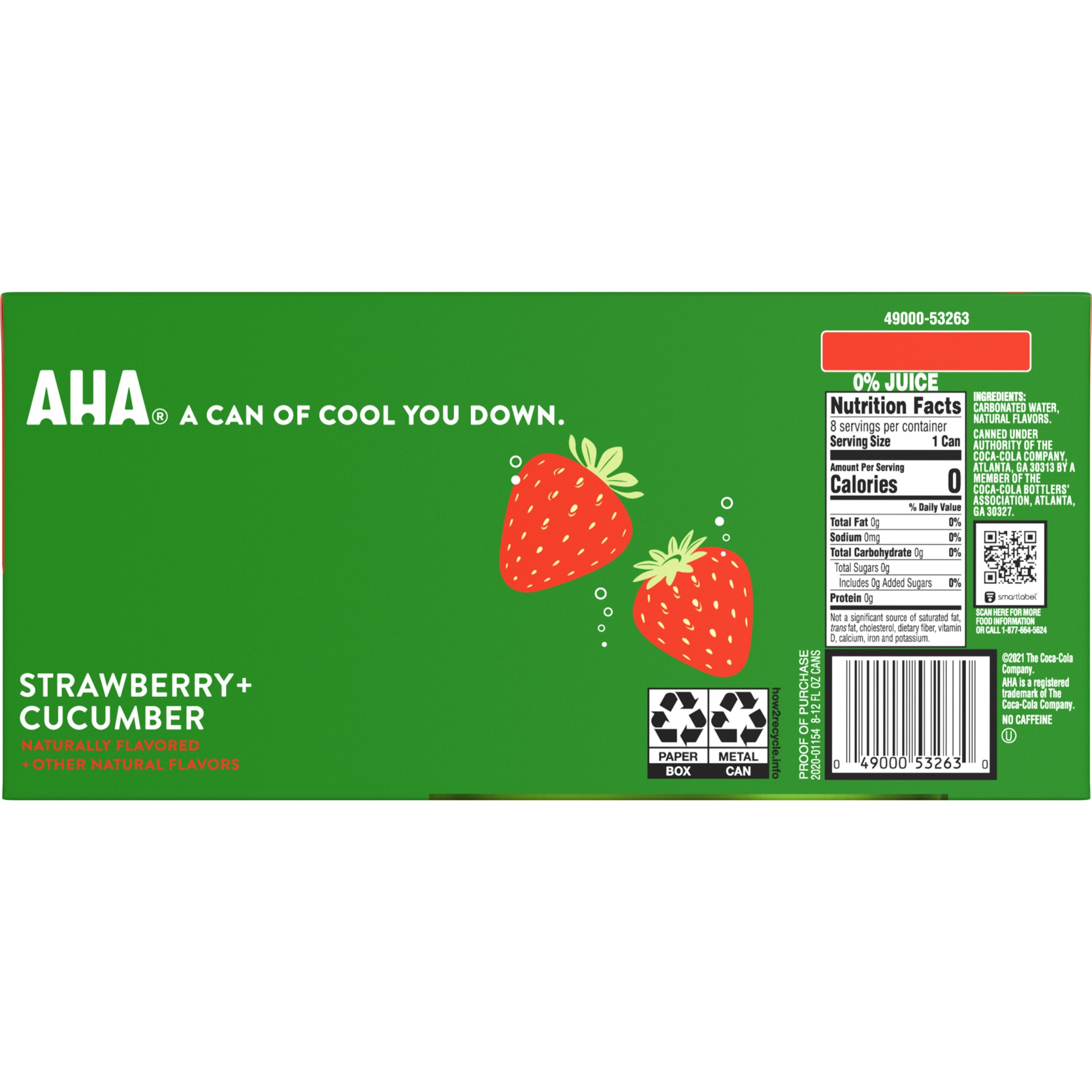 slide 6 of 17, AHA Sparkling Water Strawberry & Cucumber, 8 ct; 16 fl oz