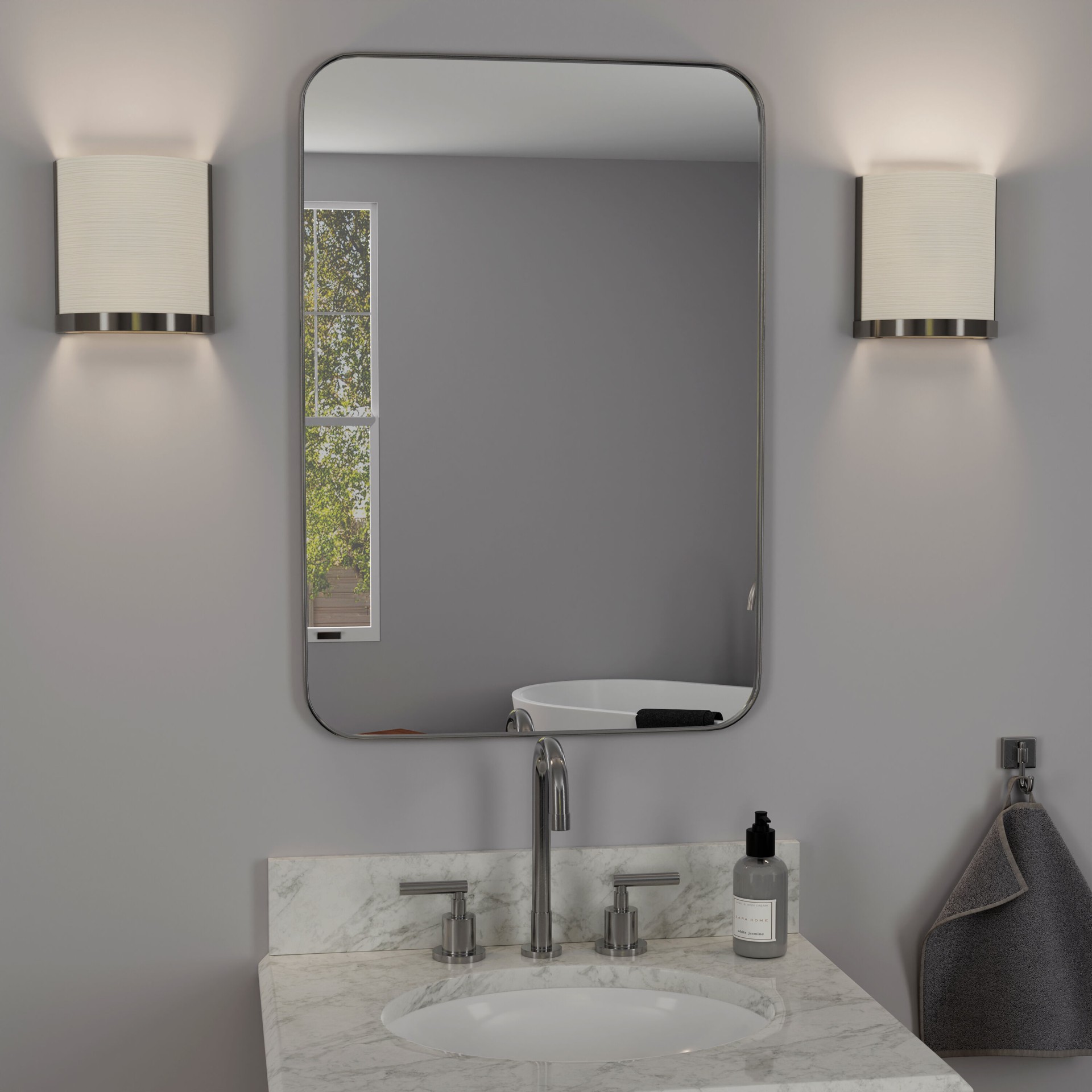 slide 4 of 6, allen + roth Merington 6.5-in 1 -Light Brushed Nickel Transitional Vanity light, 1 ct