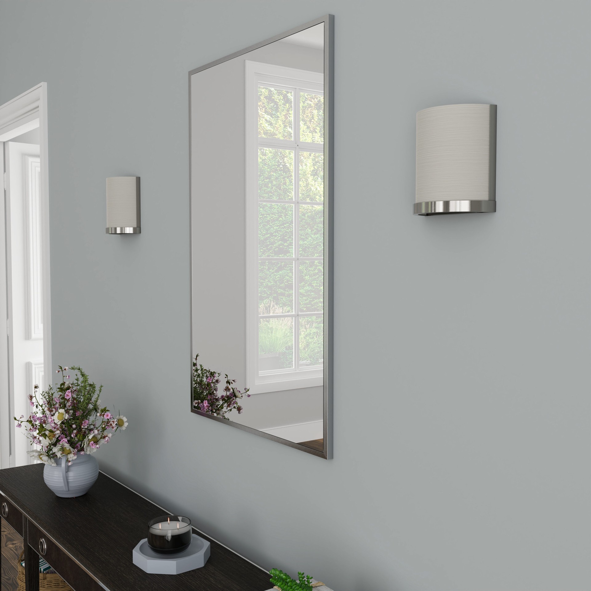 slide 5 of 6, allen + roth Merington 6.5-in 1 -Light Brushed Nickel Transitional Vanity light, 1 ct