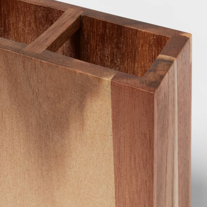 slide 4 of 4, Toothbrush Holder Medium Acacia Natural - Threshold™: Elegant Bathroom Accessory, Solid Wood Design, 4.5" Width, 1 ct