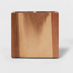 Toothbrush Holder Medium Acacia Natural - Threshold™: Elegant Bathroom Accessory, Solid Wood Design, 4.5" Width