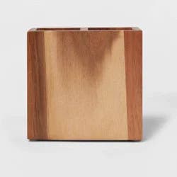 Toothbrush Holder Medium Acacia Natural - Threshold™: Elegant Bathroom Accessory, Solid Wood Design, 4.5" Width