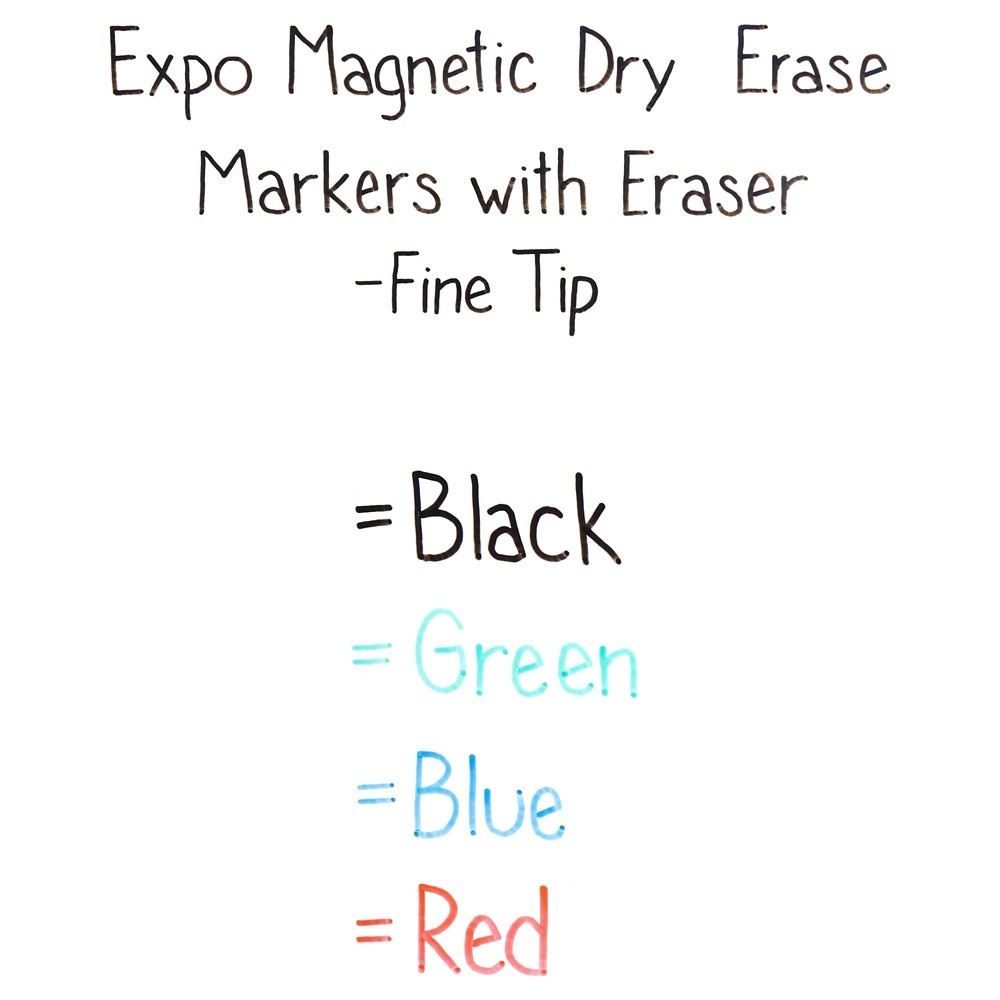 slide 4 of 5, Expo Dry Erase Markers Magnetic & Eraser Fine Tip Multicolored, 3 ct