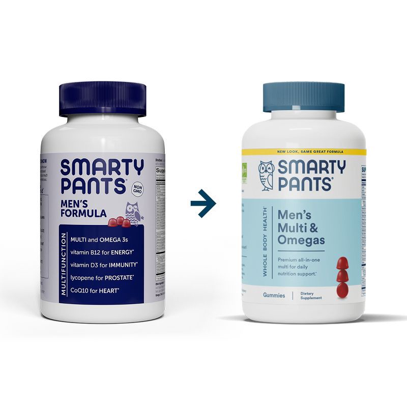 slide 2 of 9, SmartyPants Men's Multi & Omega 3 Fish Oil Gummy Vitamins with D3, C & B12 - 120 ct, 12 x 120 ct