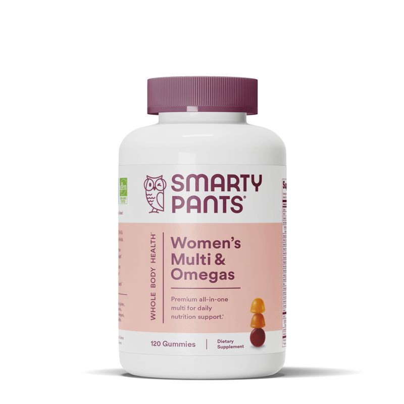slide 3 of 14, SmartyPants Women's Multi & Omega 3 Fish Oil Gummy Vitamins with D3, C & B12 - 120 ct, 12 x 120 ct
