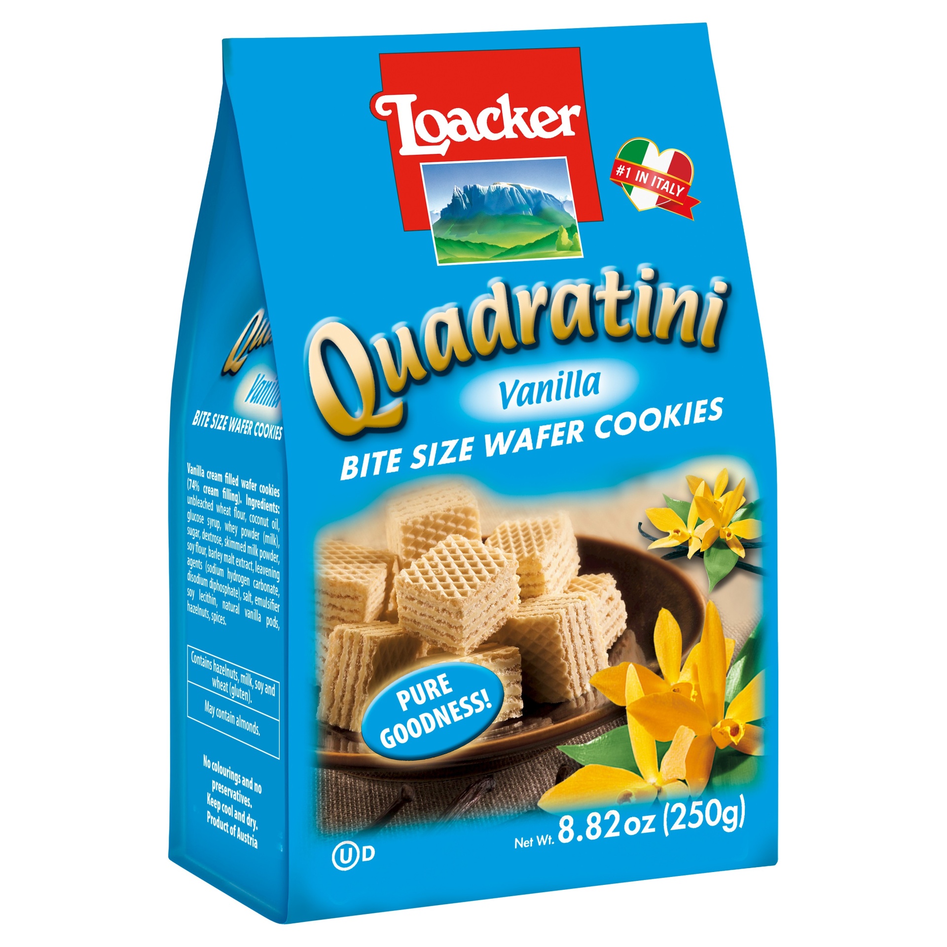 slide 1 of 1, Loacker Quadratini Vanilla Bite Size Wafer Cookies, 8.82 oz