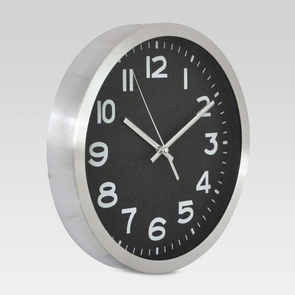 slide 2 of 3, 10" Round Wall Clock Black/Silver - Threshold, 1 ct