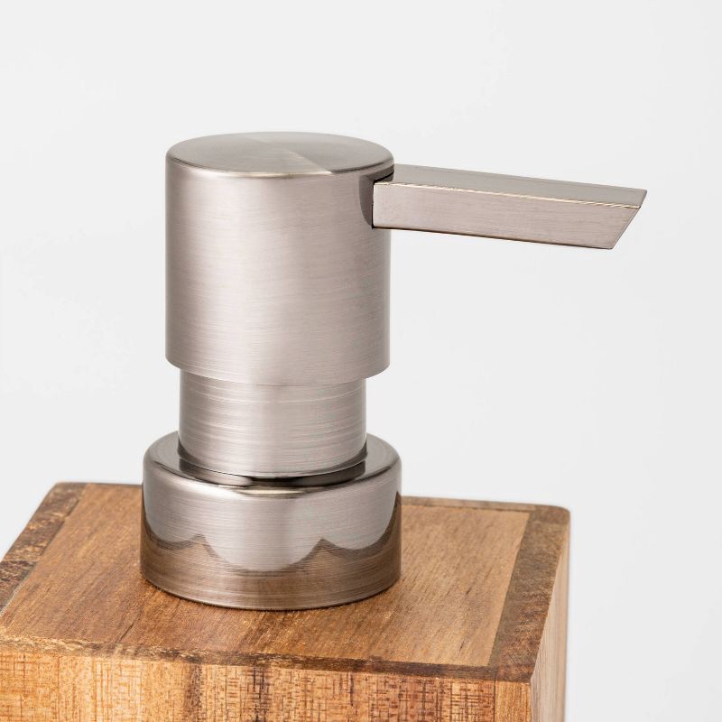 slide 4 of 4, Medium Acacia Soap Pump Natural - Threshold™: Wooden Bathroom Dispenser, Spot Clean, 270ml Capacity, 270 ml