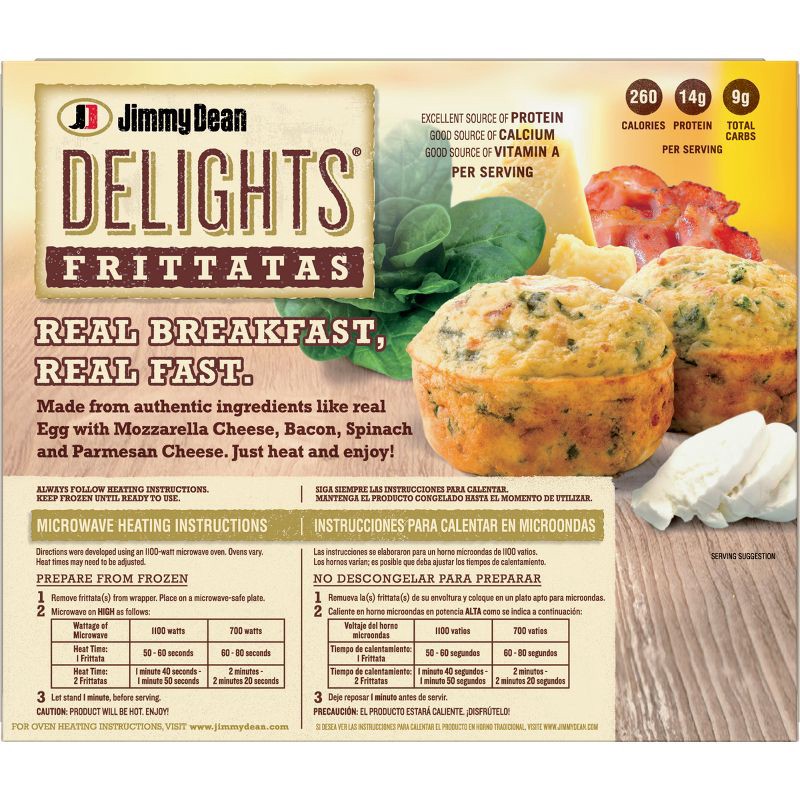 slide 2 of 10, Jimmy Dean Delights Frozen Bacon & Spinach Frittatas - 6ct/12oz, 6 ct; 12 oz