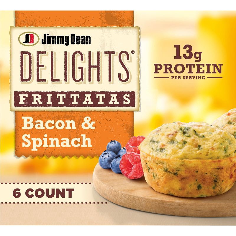 slide 1 of 10, Jimmy Dean Delights Frozen Bacon & Spinach Frittatas - 6ct/12oz, 6 ct; 12 oz