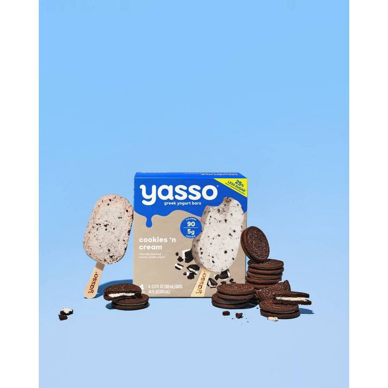 slide 6 of 9, Yasso Frozen Greek Yogurt - Cookies 'n Cream Bars - 4ct, 4 ct