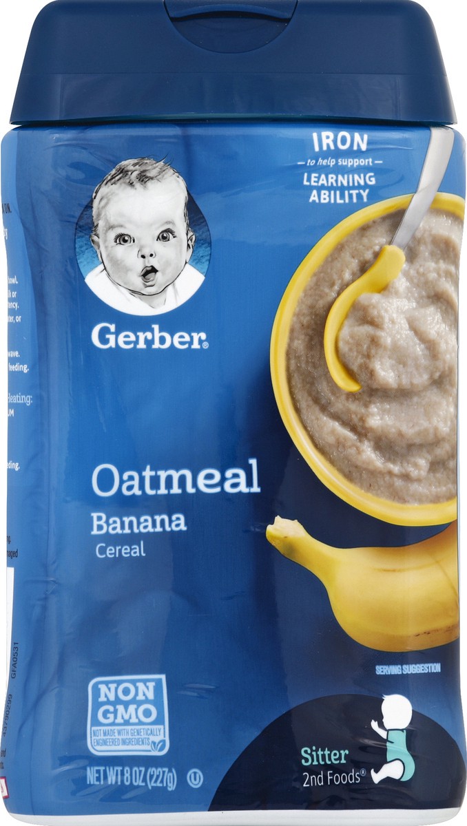 slide 5 of 6, Gerber Oatmeal and Banana Baby Cereal, 8 oz