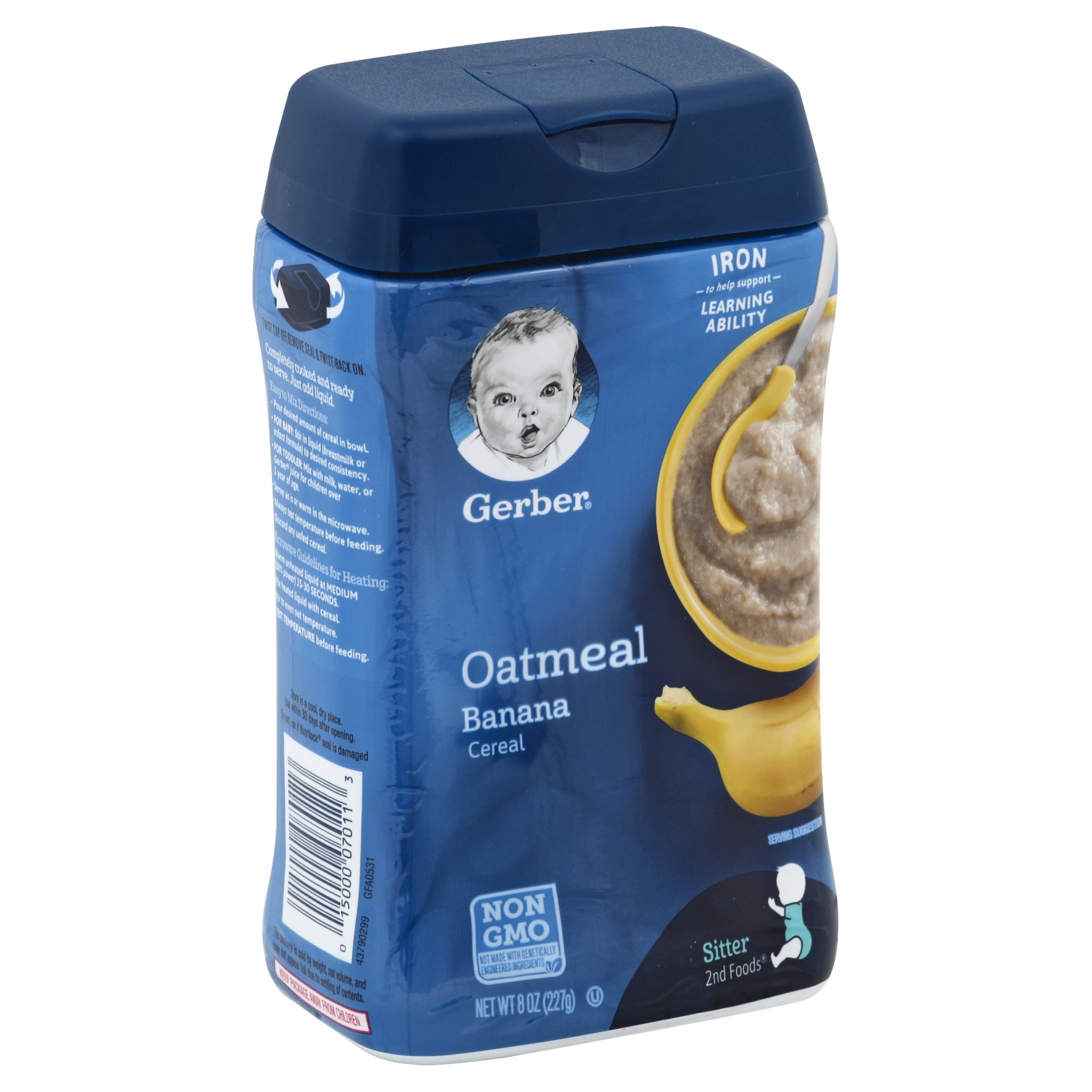 slide 1 of 6, Gerber Oatmeal and Banana Baby Cereal, 8 oz