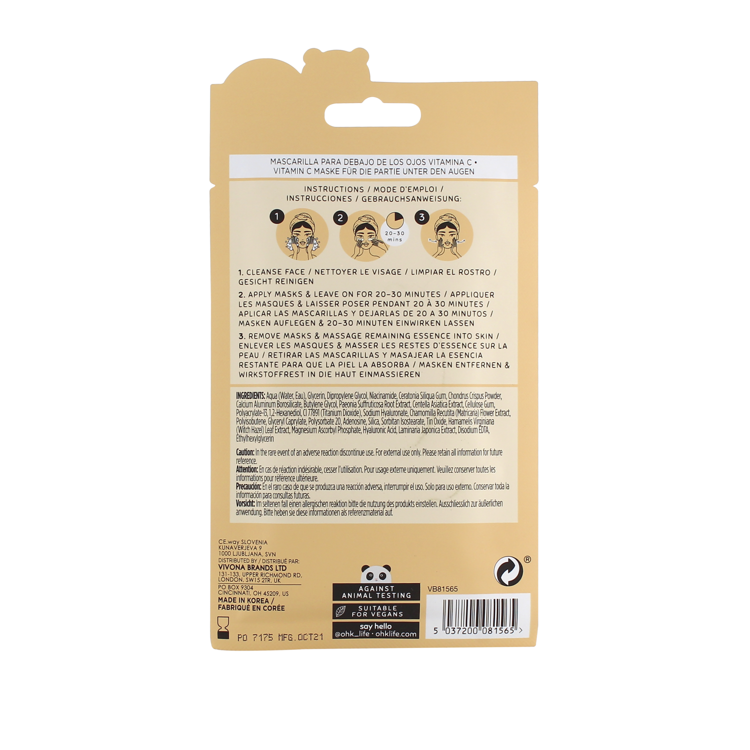 slide 2 of 4, Oh K! Vitamin C Under Eye Mask, 1 ct