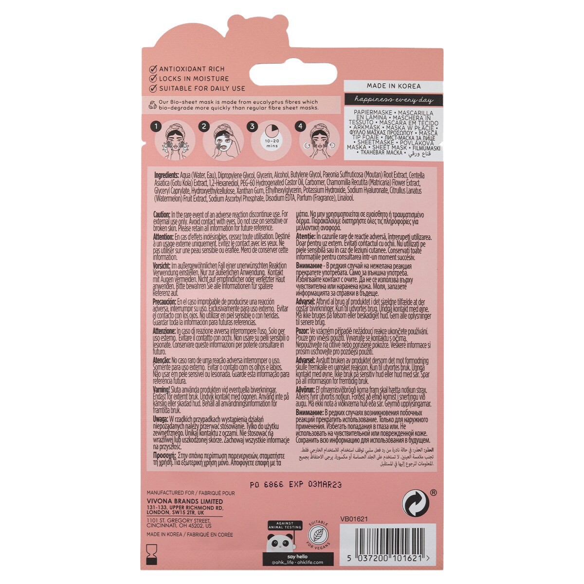 slide 2 of 2, Oh K! Watermelon Sheet Mask With Hyaluronic Acid, 77 oz