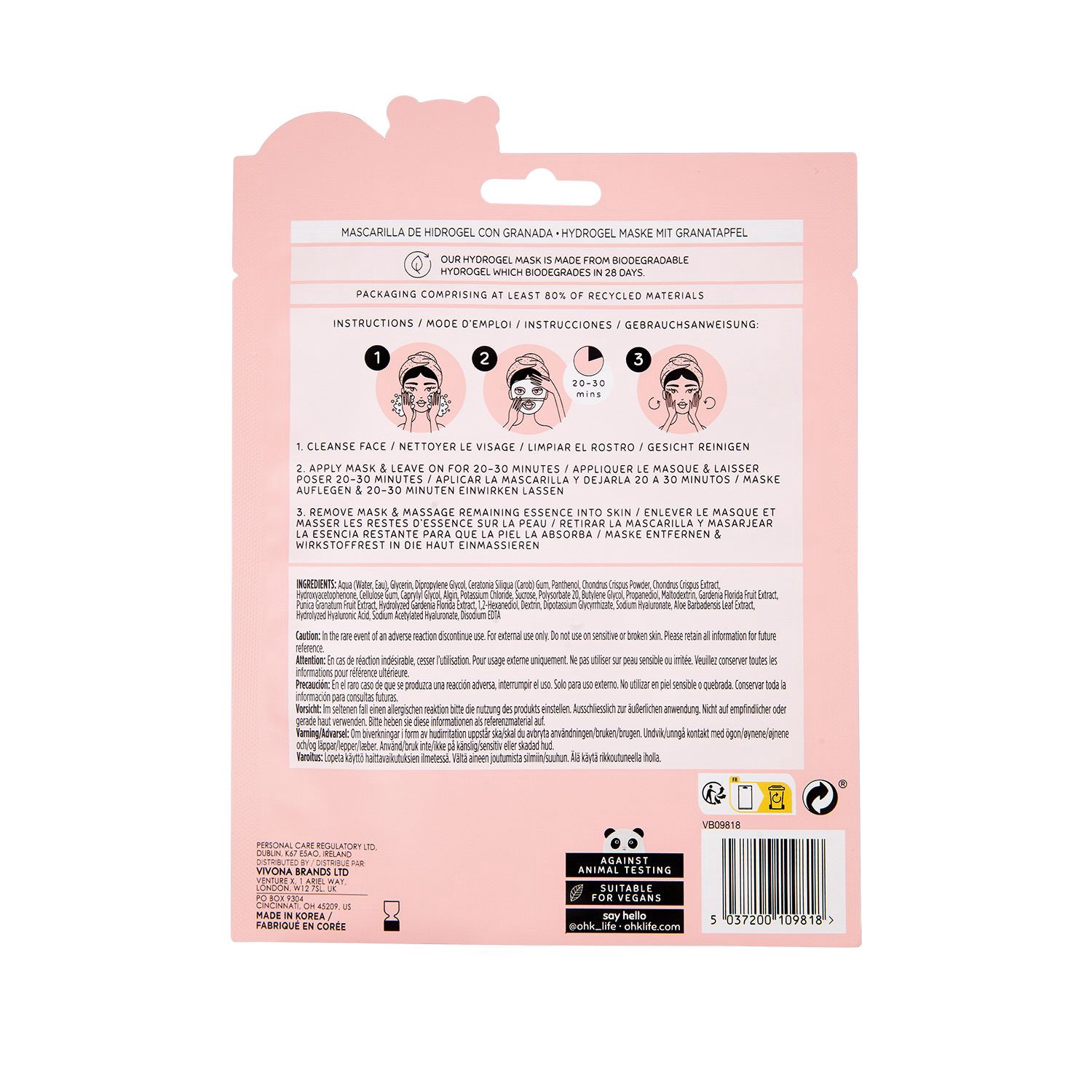 slide 2 of 2, Oh K! Pomegranate Hydrogel Mask, 1 ct