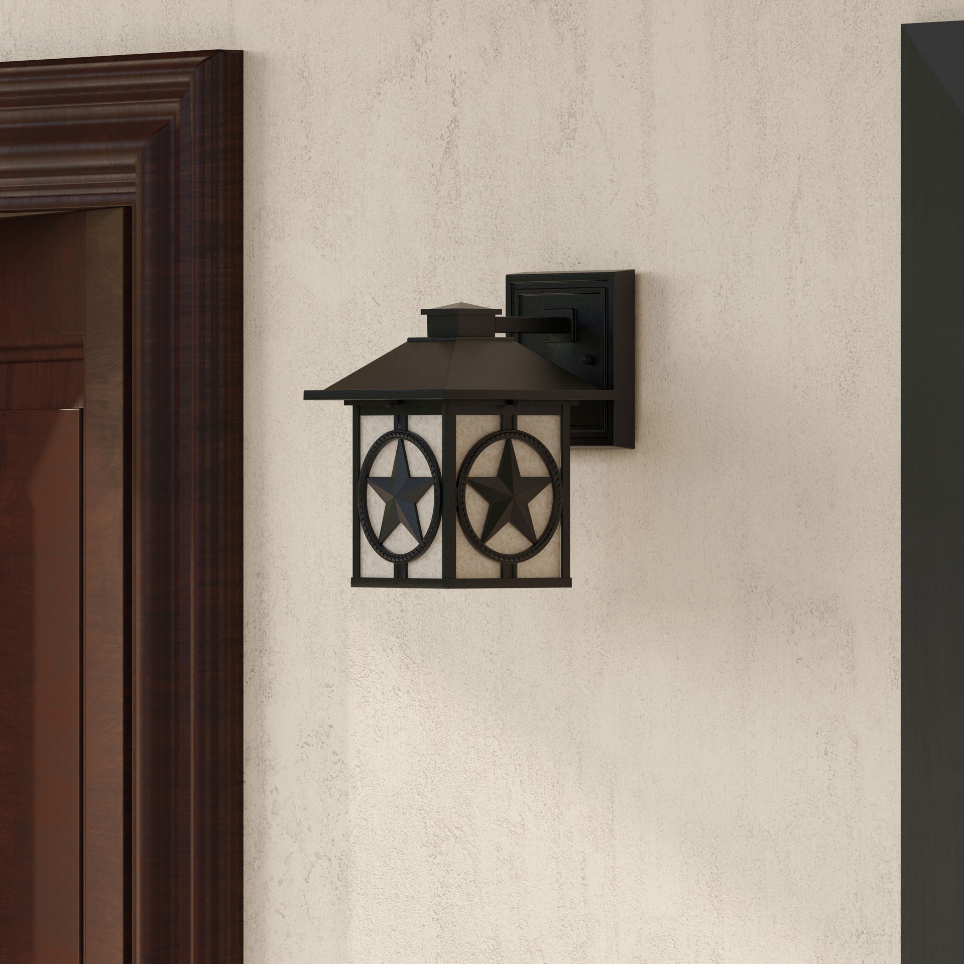 slide 1 of 6, allen + roth Thoroughbred 1 -Light 10-in H Matte Black Hardwired Outdoor Wall Light, 1 ct