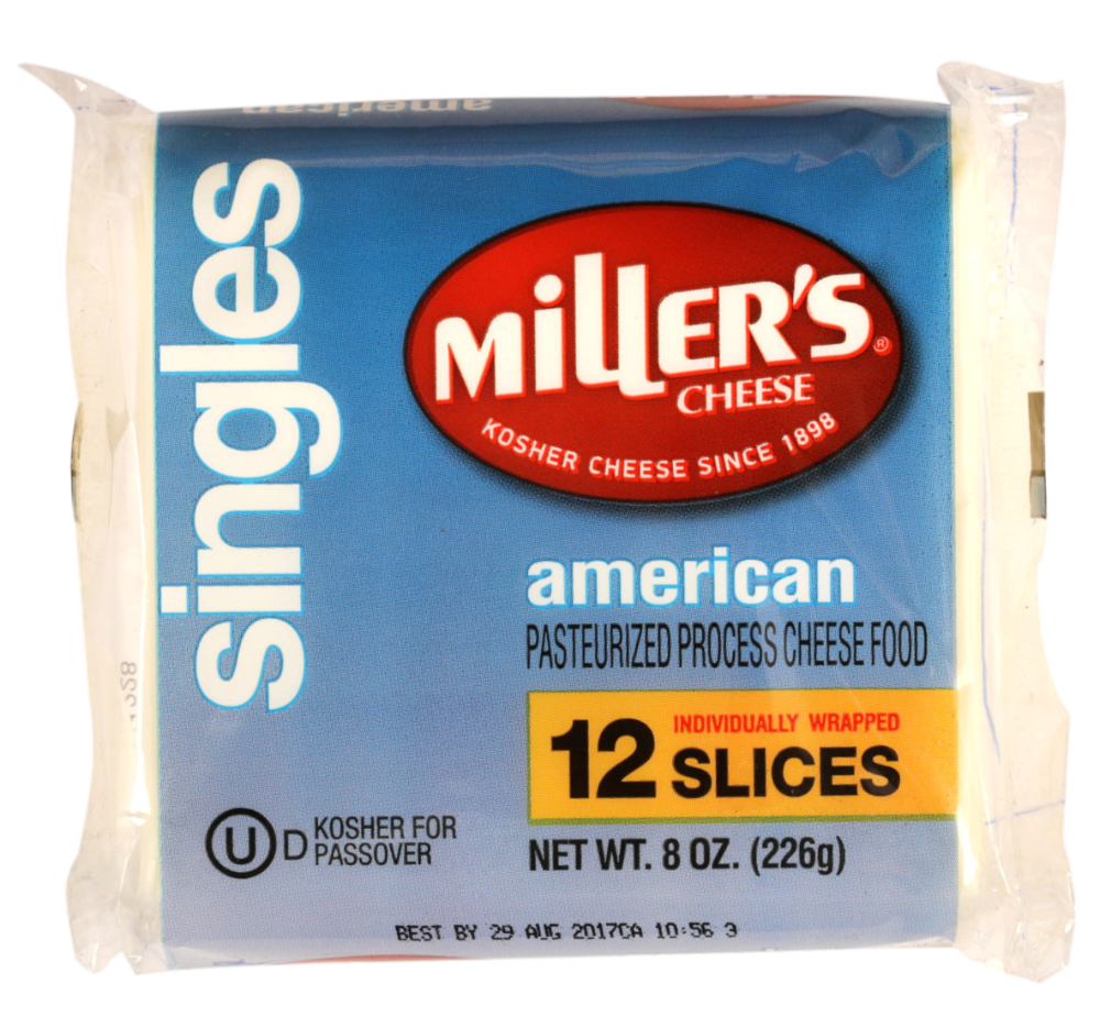 slide 1 of 1, Miller's Cheese Millers Cheese Cheese American White Sliced - 8 Oz, 8 oz