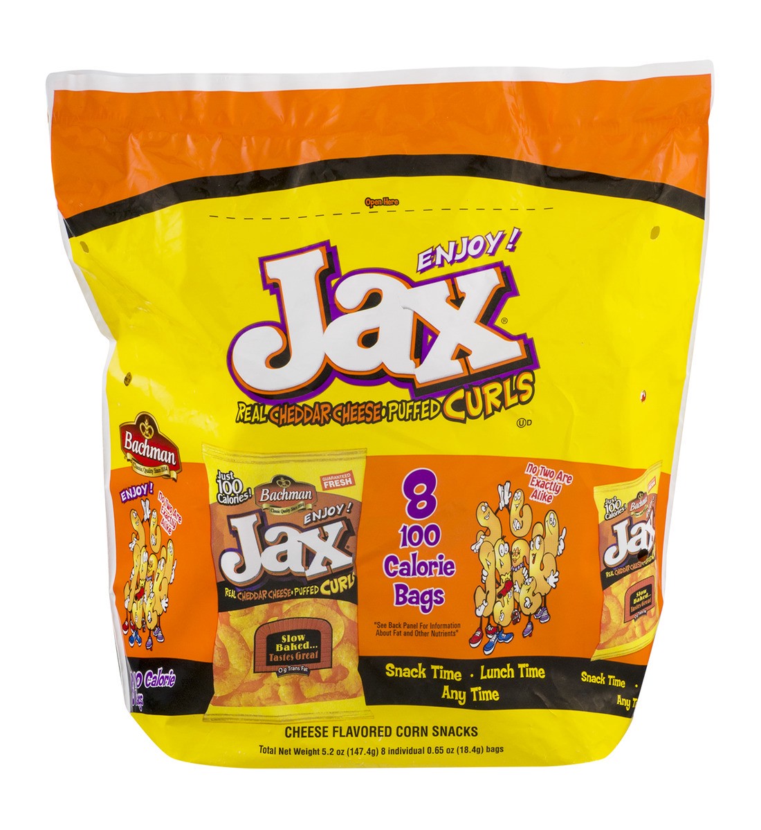 slide 1 of 10, Bachman Jax Curls - Real Cheddar Cheese, 5.2 oz