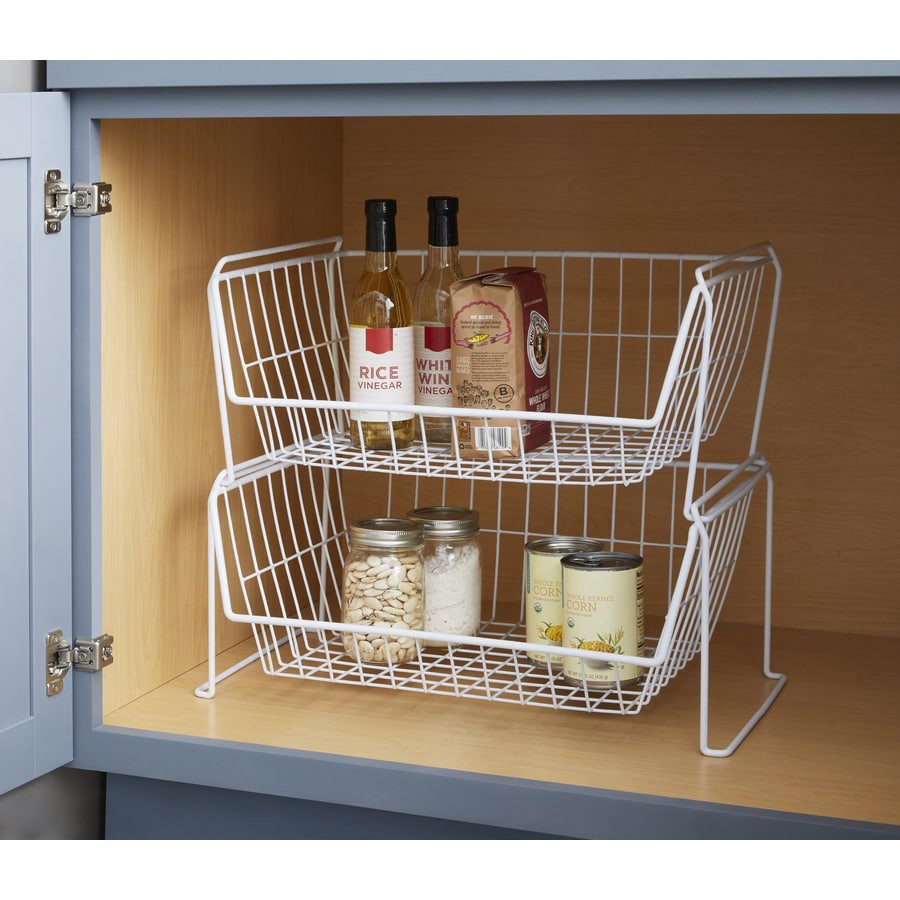 slide 2 of 6, Style Selections 19.69-in W x 8.78-in H x 12.6-in D 1 -Tier Freestanding White Metal Helper shelf, 1 ct