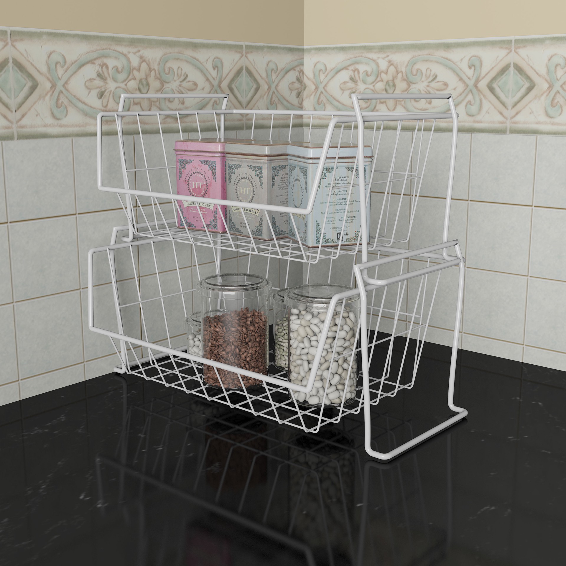 slide 3 of 6, Style Selections 19.69-in W x 8.78-in H x 12.6-in D 1 -Tier Freestanding White Metal Helper shelf, 1 ct