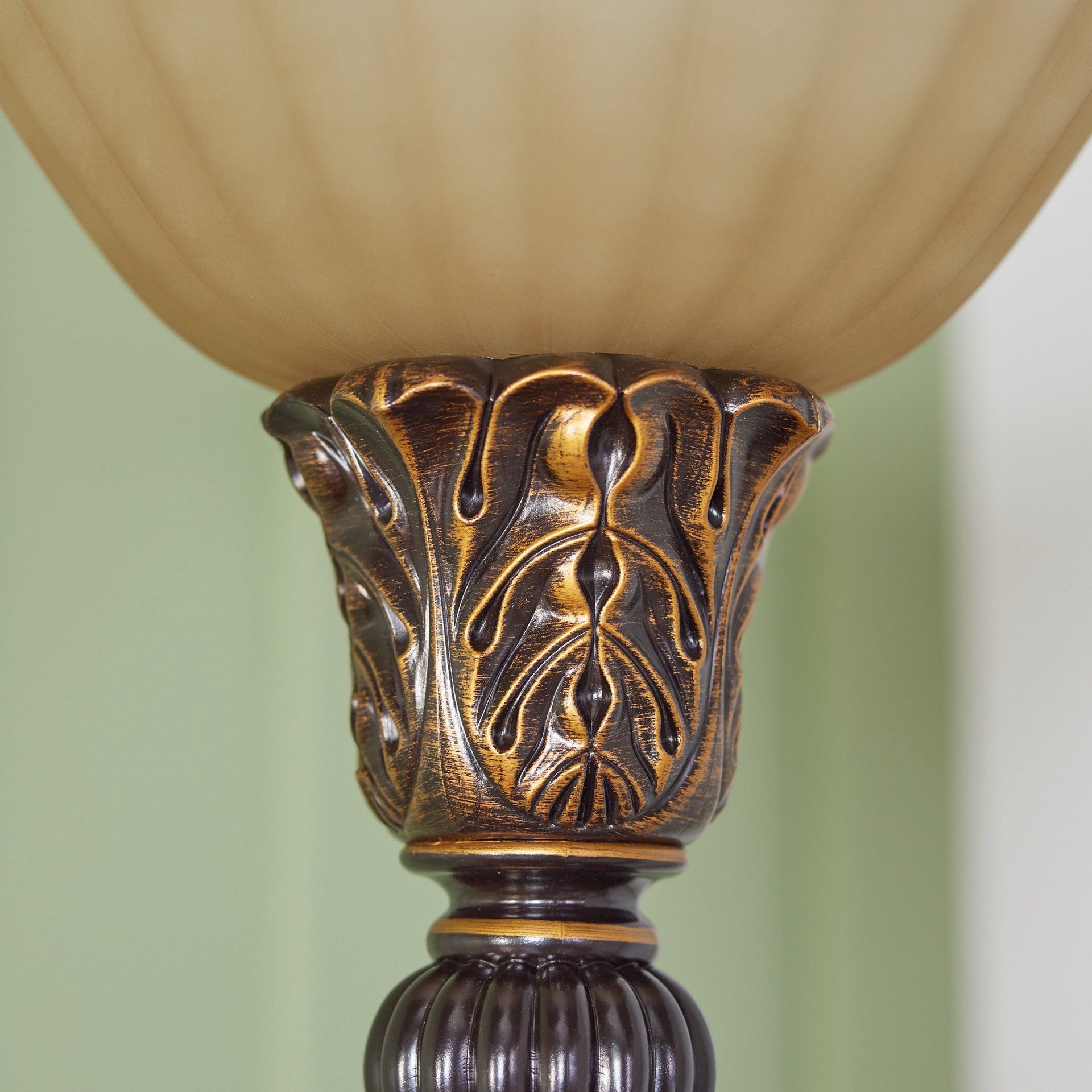 slide 6 of 6, allen + roth Barada 72-in Bronze with gold highlights Torchiere Floor Lamp with Glass Shade, 1 ct
