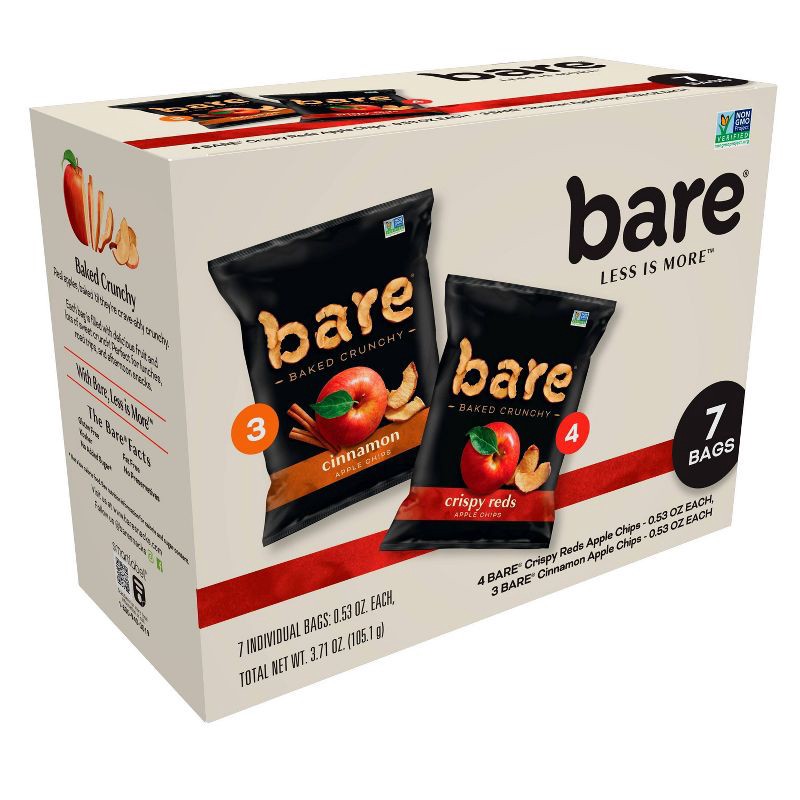 slide 2 of 7, Bare Fruit Bare Apple Chips Fuji Red and Cinnamon Snack Pack - 7ct/3.7oz, 7 ct, 3.7 oz