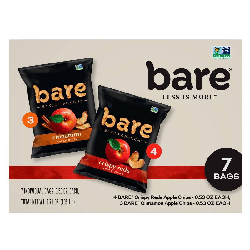 slide 3 of 7, Bare Fruit Bare Apple Chips Fuji Red and Cinnamon Snack Pack - 7ct/3.7oz, 7 ct, 3.7 oz