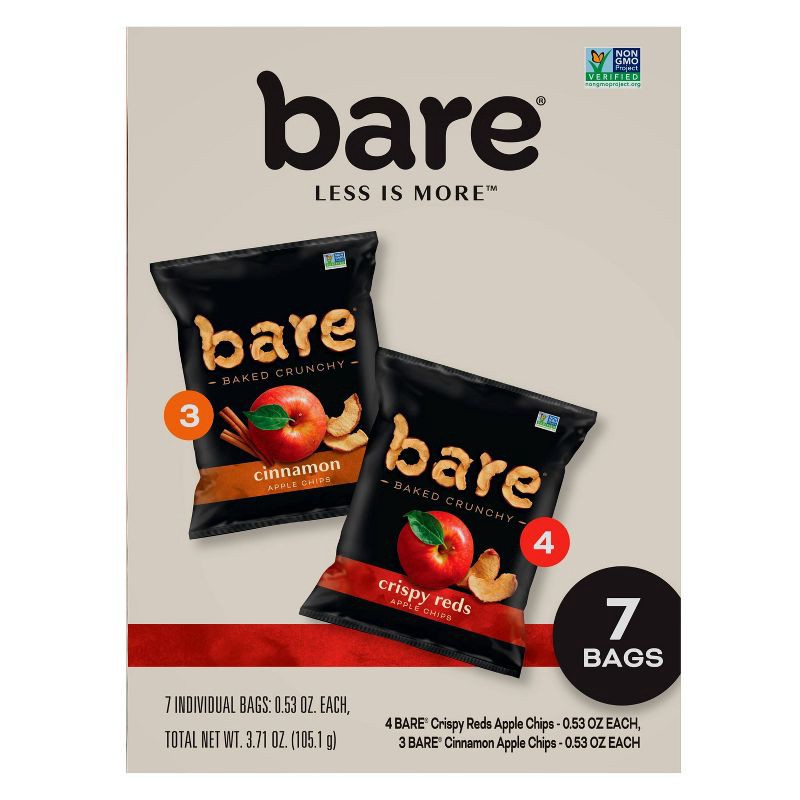 slide 5 of 7, Bare Fruit Bare Apple Chips Fuji Red and Cinnamon Snack Pack - 7ct/3.7oz, 7 ct, 3.7 oz