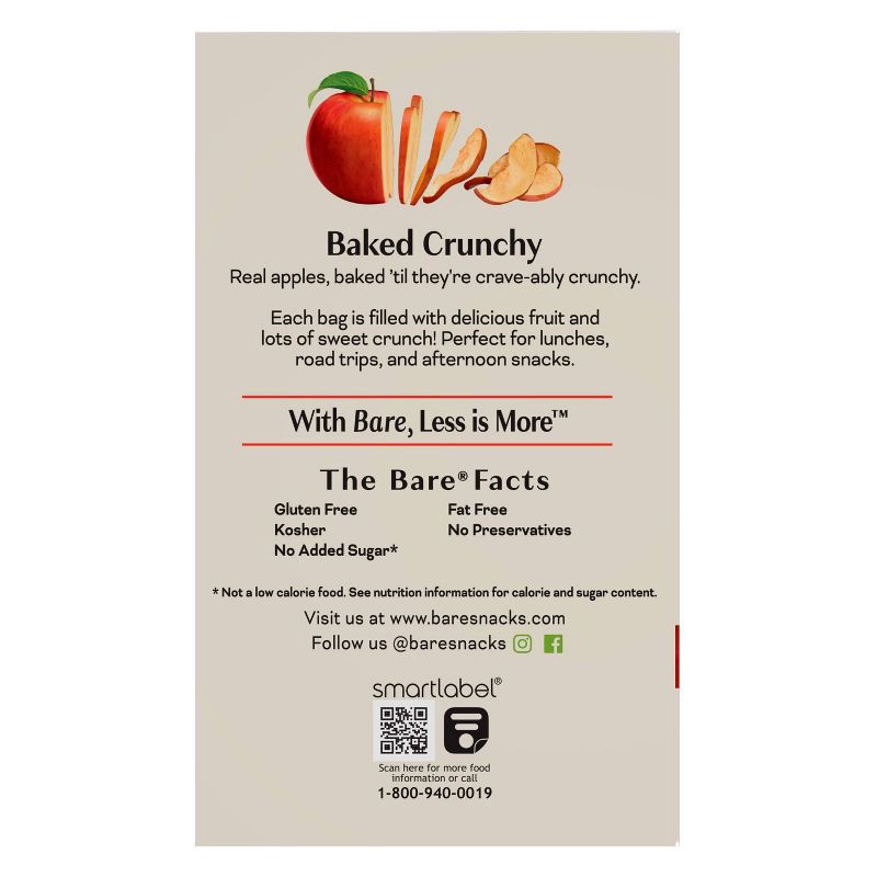 slide 5 of 7, Bare Fruit Bare Apple Chips Fuji Red and Cinnamon Snack Pack - 7ct/3.7oz, 7 ct, 3.7 oz