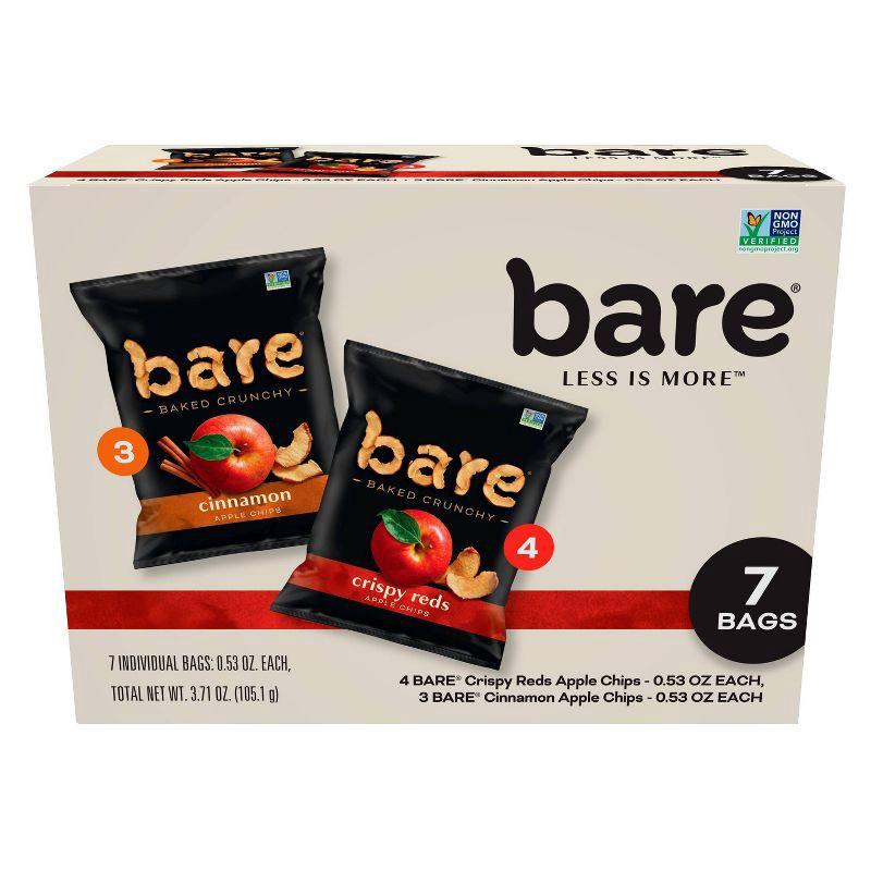 slide 1 of 7, Bare Fruit Bare Apple Chips Fuji Red and Cinnamon Snack Pack - 7ct/3.7oz, 7 ct, 3.7 oz