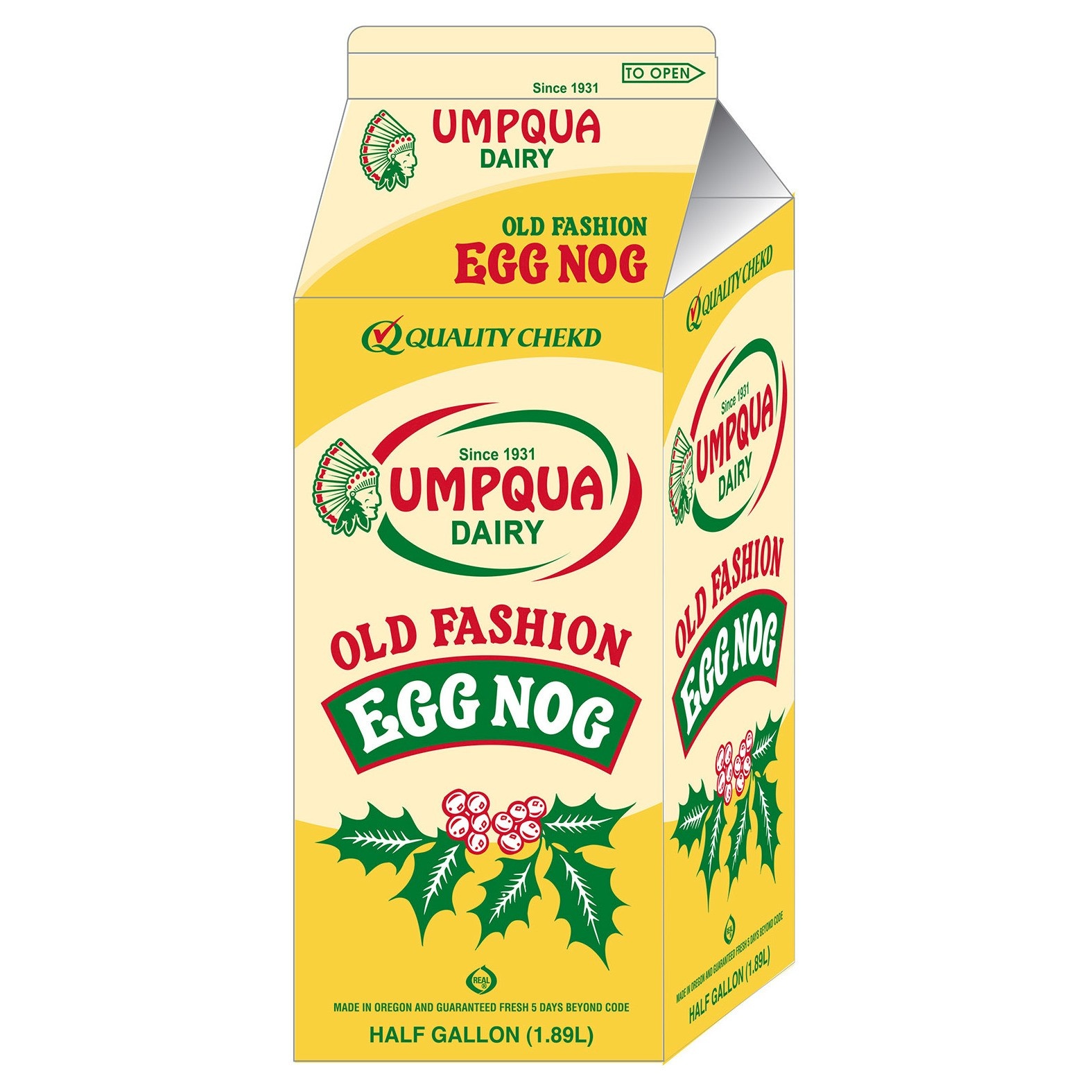 slide 1 of 1, Umpqua Dairy Umpqua Old Fashion Egg Nog - 0.5gal, 1/2 gal