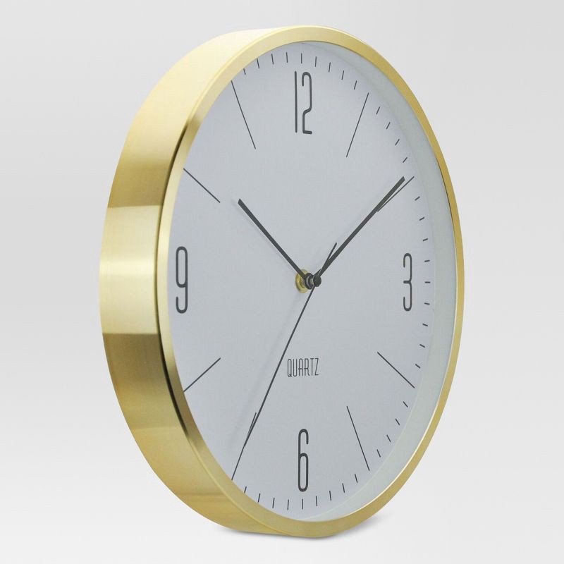 slide 3 of 6, 6" Round Wall Clock White/Brass - Project 62, 1 ct