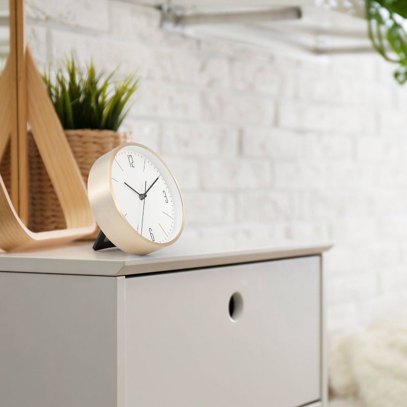 slide 5 of 6, 6" Round Wall Clock White/Brass - Project 62, 1 ct