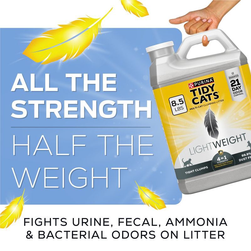 slide 4 of 8, Purina Tidy Cats Lightweight 4-in-1 Strength Low Dust Clumping Scoop Cat & Kitty Litter for Odor Control - 8.5lbs, 8.5 lb